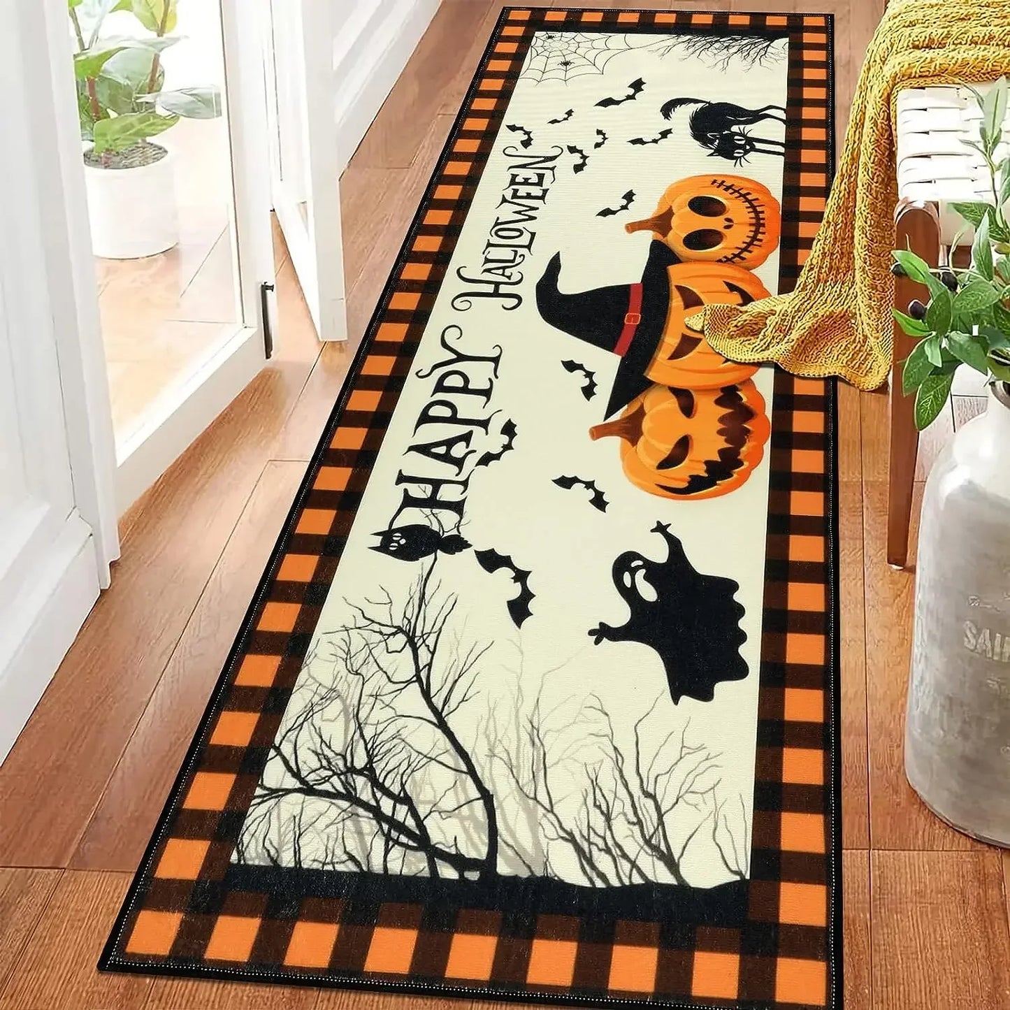 Halloween Horror Pumpkin Kitchen Hallway Balcony Rugs Home Decor Bedroom Bedside Foot Mat Bathroom Laundry Room Anti-Slip Mat