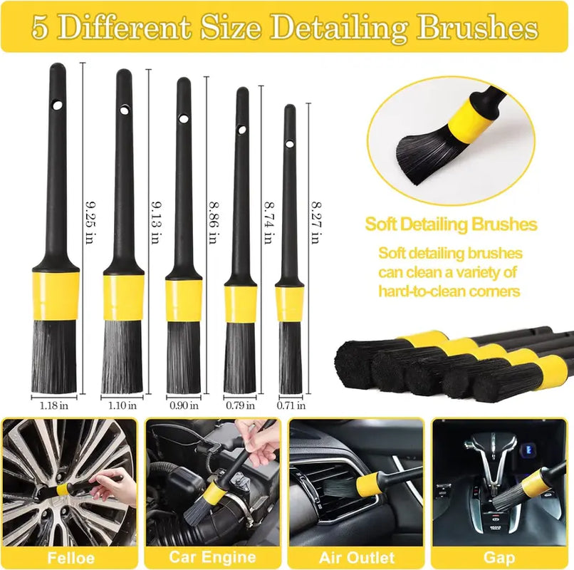 27Pcs Car Detailing Kit, Car Detailing Brush Set, Auto Detailing Drill Brush Set, Car Detailing Brushes, Car Wash Kit, Car Accessories, Car Cleaning Tools Kit for Interior, Exterior, Wheels