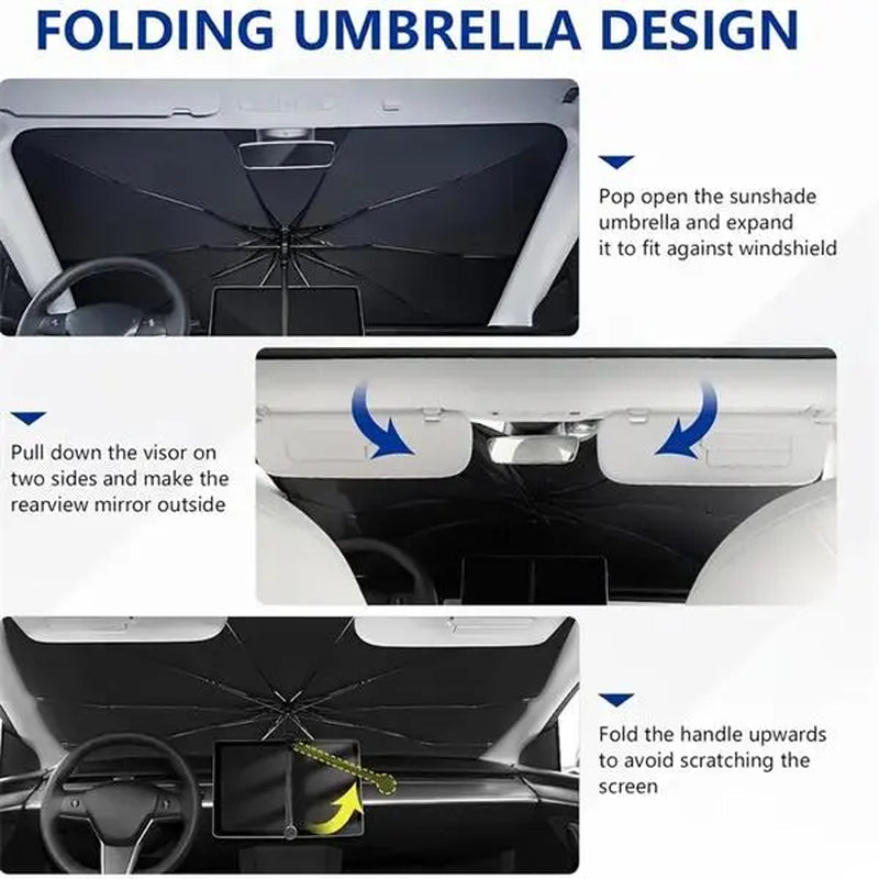 Portable UV Protection Car Parasol (1 Piece), Foldable Car Windshield Sunshade, Car Front Sunshade, Durable Car Windscreen Sun Shade for Car Windshield, Car Accessories
