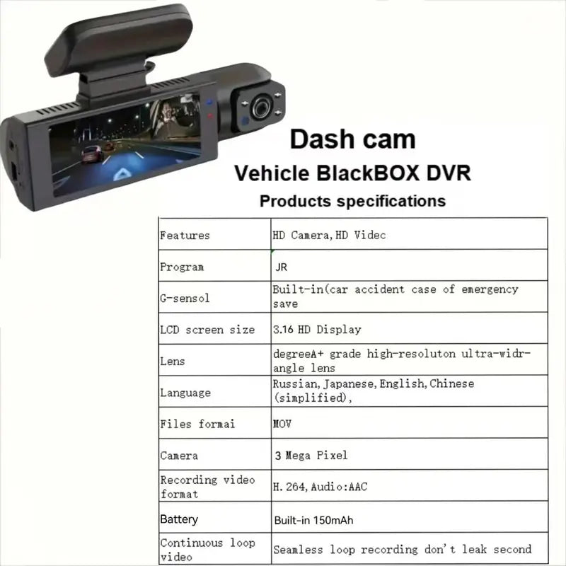 Car Dashcam, Full HD Dash Camera for Car, HD Screen Car Dash Cam, Dash Cam Front and Rear, Dual-Lens Car Dash Cameras, Car Gadgets, Car Dashcam Video Recorder, Car Accessories, Car Electronics