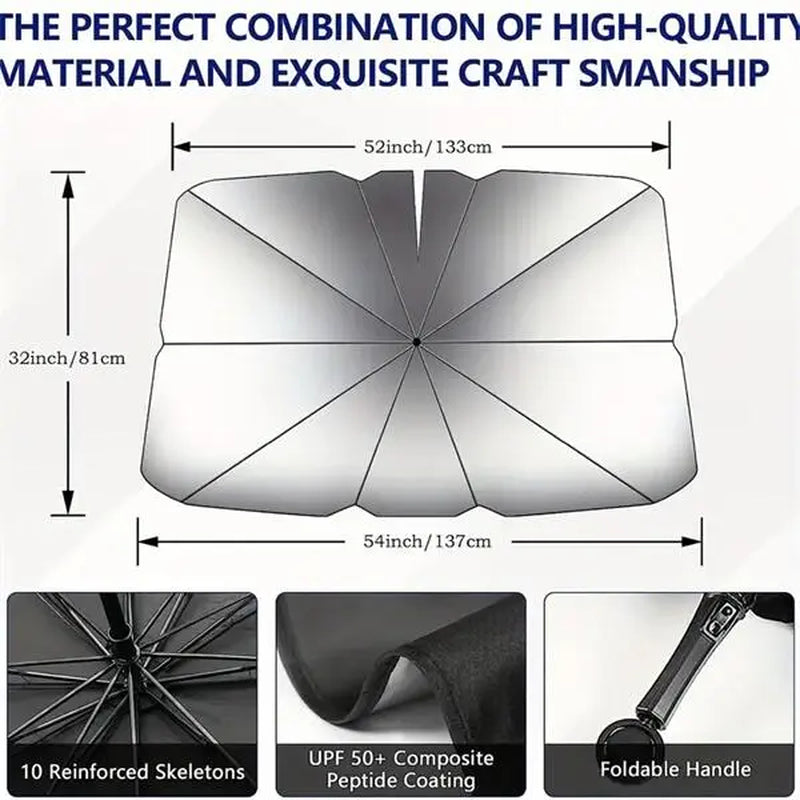Portable UV Protection Car Parasol (1 Piece), Foldable Car Windshield Sunshade, Car Front Sunshade, Durable Car Windscreen Sun Shade for Car Windshield, Car Accessories