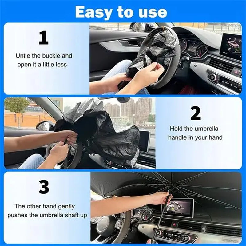 Portable UV Protection Car Parasol (1 Piece), Foldable Car Windshield Sunshade, Car Front Sunshade, Durable Car Windscreen Sun Shade for Car Windshield, Car Accessories