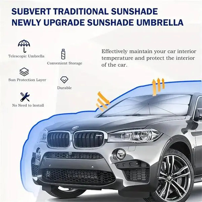Portable UV Protection Car Parasol (1 Piece), Foldable Car Windshield Sunshade, Car Front Sunshade, Durable Car Windscreen Sun Shade for Car Windshield, Car Accessories