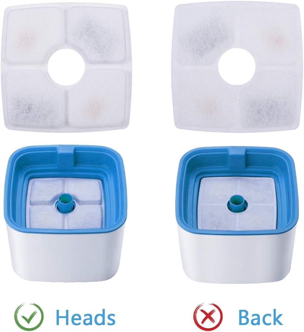 Cat Water Fountain Filters, Cat Fountain Filter Replacement for Cat Water Fountain, Cotton Activated Carbon Pet Water Fountain Filter for 84Oz/2.5L 4 Packs Square