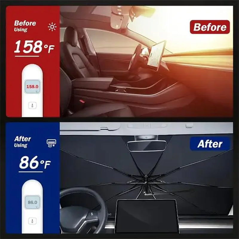 Portable UV Protection Car Parasol (1 Piece), Foldable Car Windshield Sunshade, Car Front Sunshade, Durable Car Windscreen Sun Shade for Car Windshield, Car Accessories