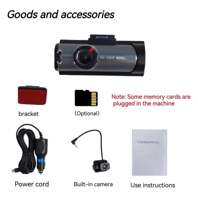 Car Dashcam, Full HD Dash Camera for Car, HD Screen Car Dash Cam, Dash Cam Front and Rear, Dual-Lens Car Dash Cameras, Car Gadgets, Car Dashcam Video Recorder, Car Accessories, Car Electronics