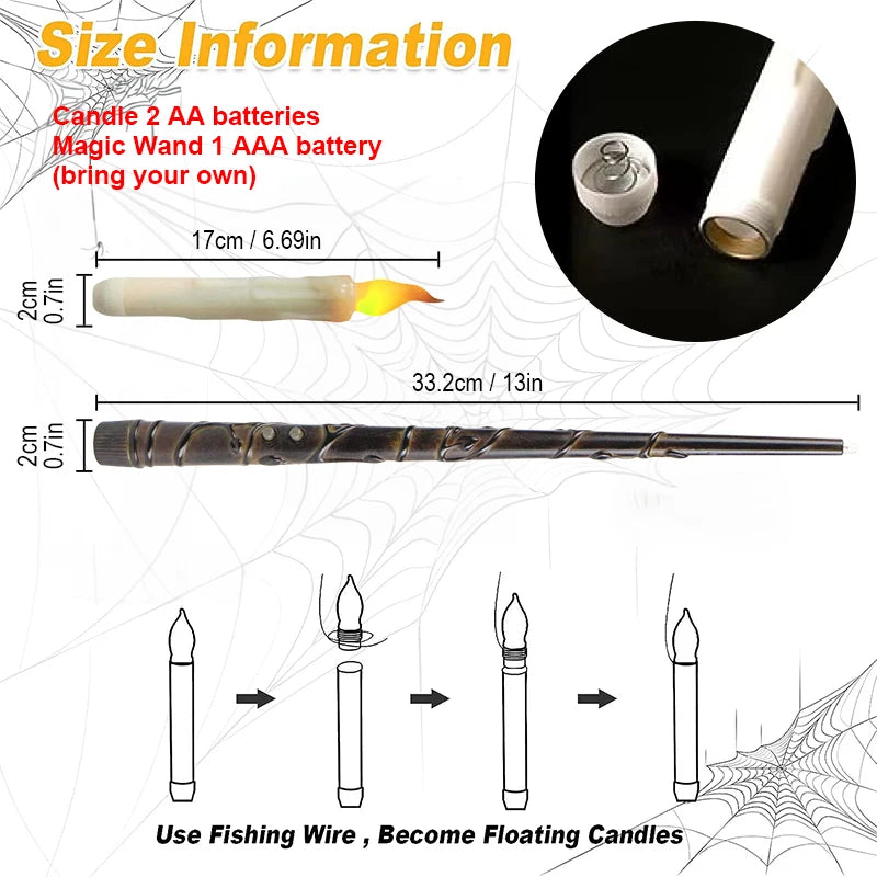 12-36PCS LED Flameless Floating Candle Taper Design with Remote Control Battery Operated for Halloween Gift and Party Ornament
