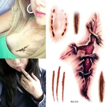 Halloween Horror Wound Stickers Blood Injury Fake Scab Scar Scary Temporary Scar Tattoos Stickers Holiday DIY Party Decorations