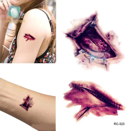 Halloween Horror Wound Stickers Blood Injury Fake Scab Scar Scary Temporary Scar Tattoos Stickers Holiday DIY Party Decorations