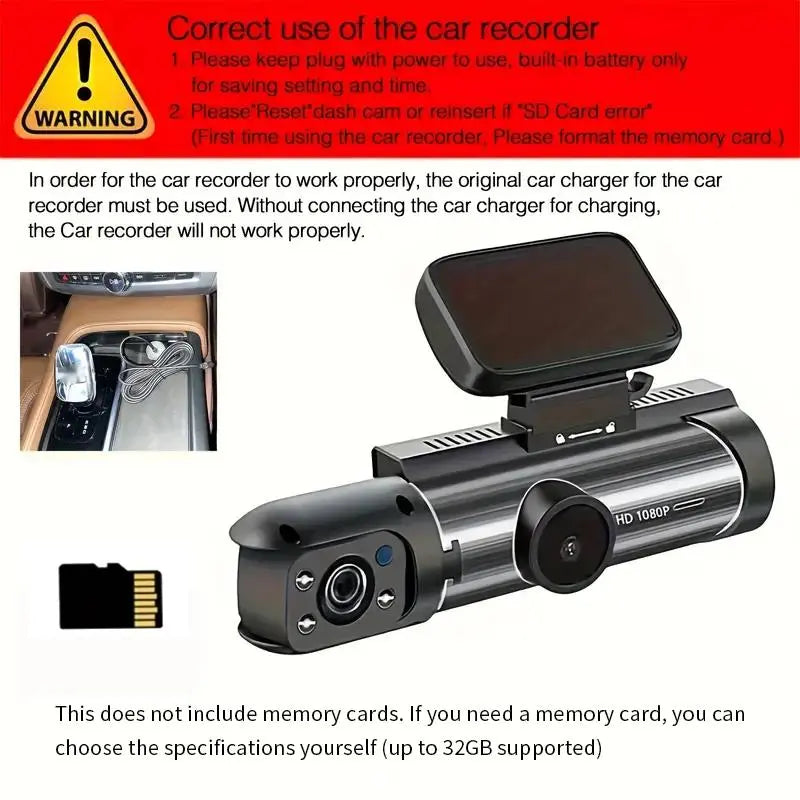 Car Dashcam, Full HD Dash Camera for Car, HD Screen Car Dash Cam, Dash Cam Front and Rear, Dual-Lens Car Dash Cameras, Car Gadgets, Car Dashcam Video Recorder, Car Accessories, Car Electronics