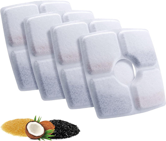 Cat Water Fountain Filters, Cat Fountain Filter Replacement for Cat Water Fountain, Cotton Activated Carbon Pet Water Fountain Filter for 84Oz/2.5L 4 Packs Square