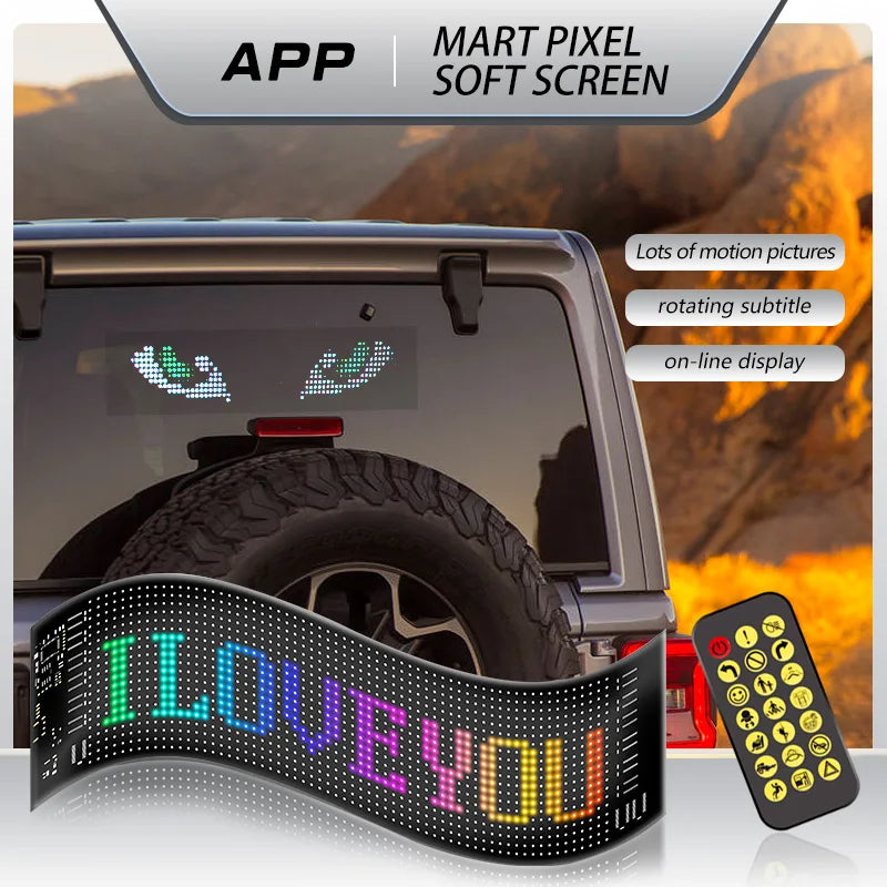 Car LED Matrix Pixel Panel DIY RGB Lighting Graffiti Scrolling Text Board Windshield Advertising Screen Bluetooth APP Control