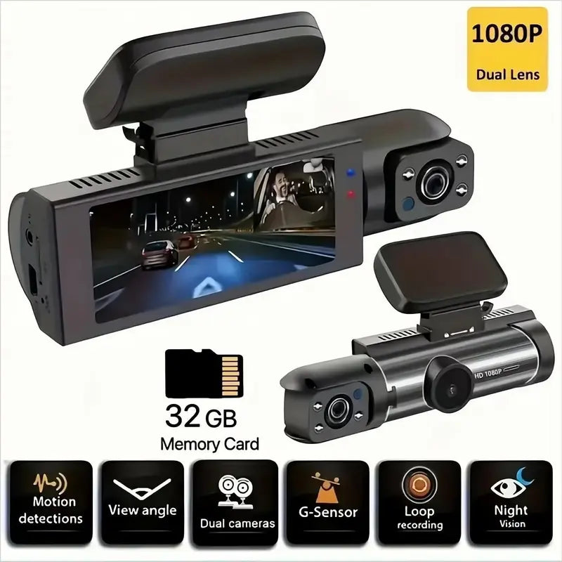 Car Dashcam, Full HD Dash Camera for Car, HD Screen Car Dash Cam, Dash Cam Front and Rear, Dual-Lens Car Dash Cameras, Car Gadgets, Car Dashcam Video Recorder, Car Accessories, Car Electronics