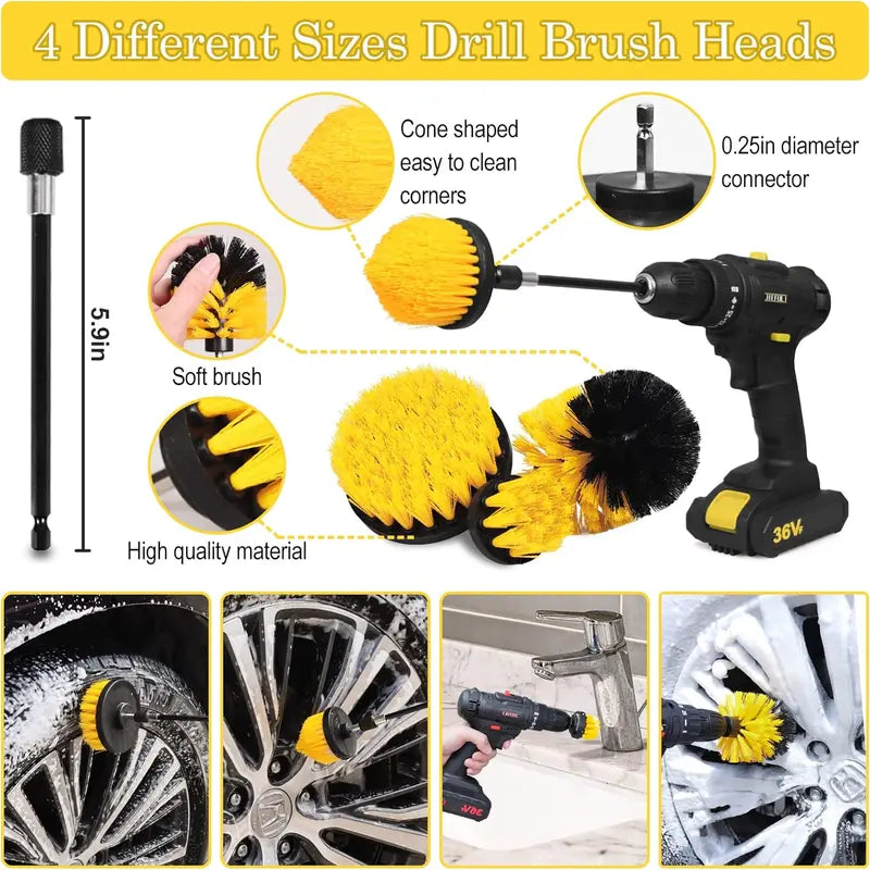 27Pcs Car Detailing Kit, Car Detailing Brush Set, Auto Detailing Drill Brush Set, Car Detailing Brushes, Car Wash Kit, Car Accessories, Car Cleaning Tools Kit for Interior, Exterior, Wheels
