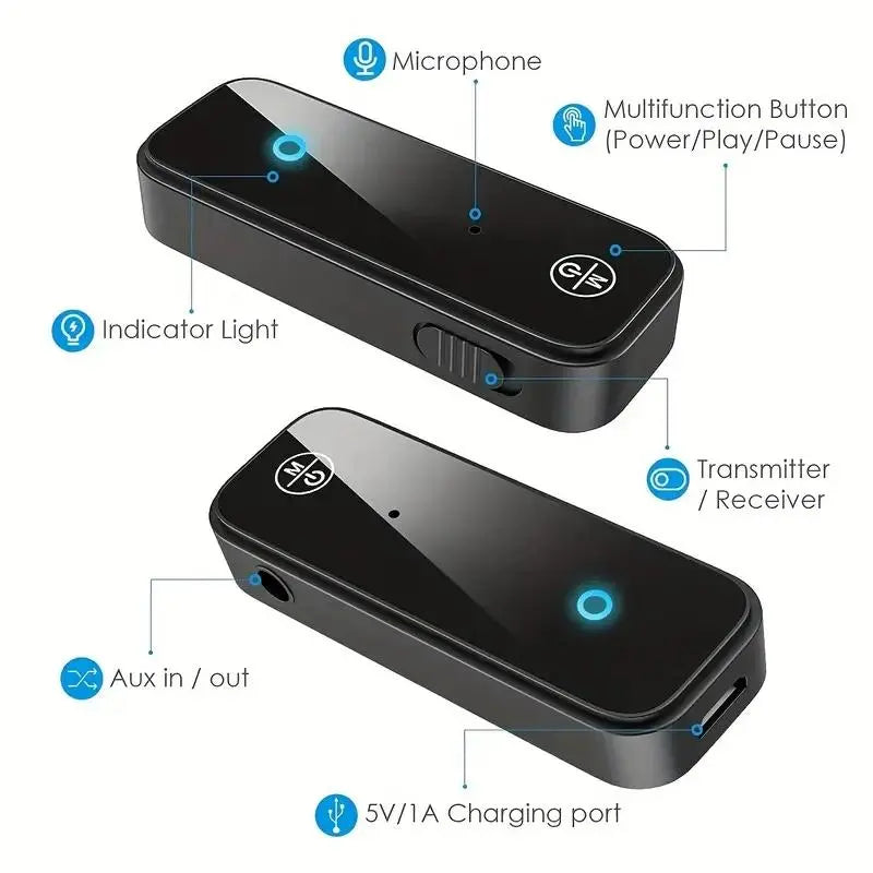 Car BT 5.0 Receiver Car Supplies, Car Audio Converter, Car Audio Adapter, Bluetooth-Compatible Transmitter for Car Speaker, Car Accessories