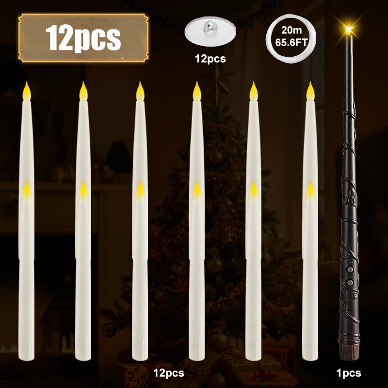 12-36PCS LED Flameless Floating Candle Taper Design with Remote Control Battery Operated for Halloween Gift and Party Ornament