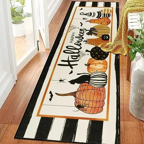 Halloween Horror Pumpkin Kitchen Hallway Balcony Rugs Home Decor Bedroom Bedside Foot Mat Bathroom Laundry Room Anti-Slip Mat
