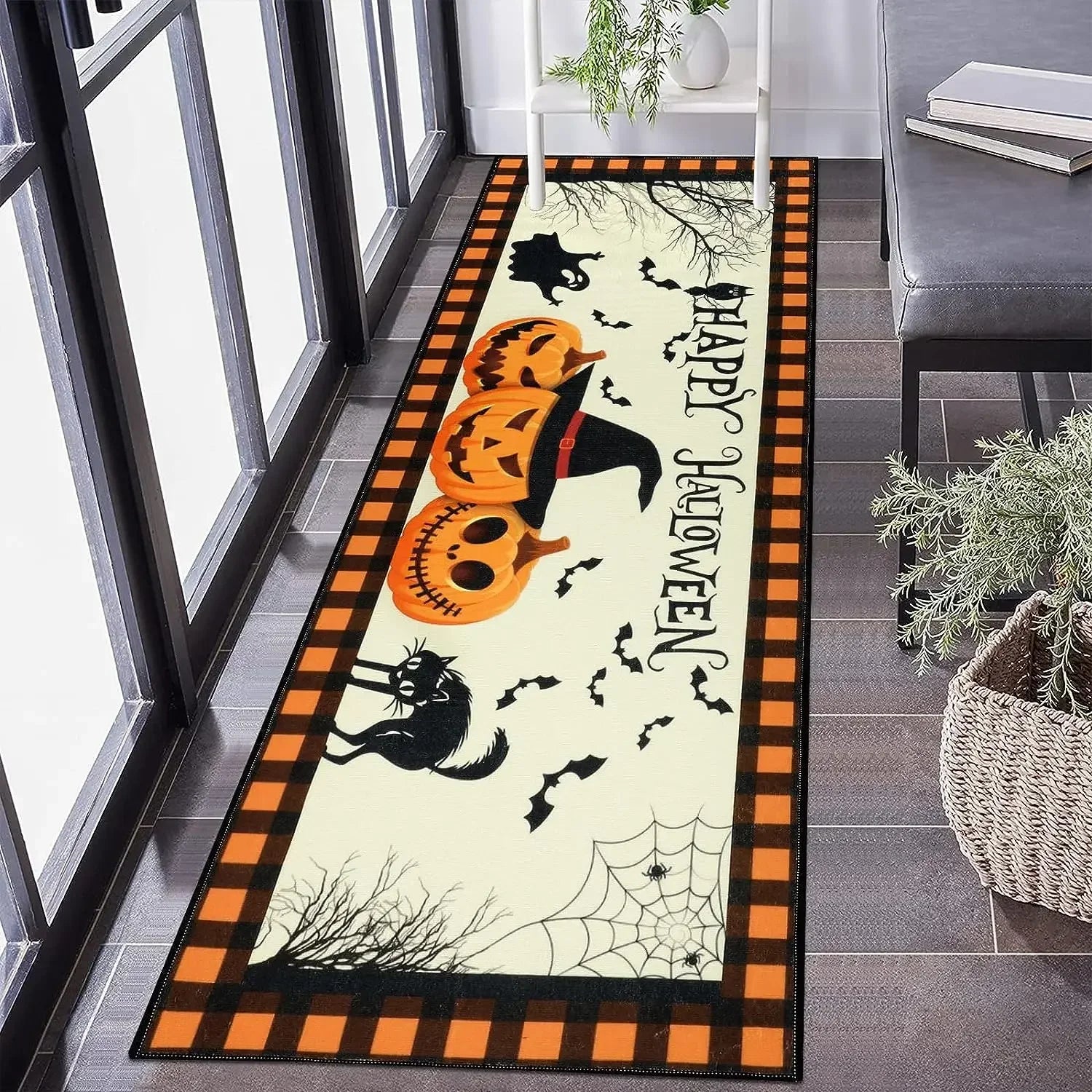 Halloween Horror Pumpkin Kitchen Hallway Balcony Rugs Home Decor Bedroom Bedside Foot Mat Bathroom Laundry Room Anti-Slip Mat