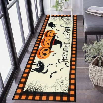 Halloween Horror Pumpkin Kitchen Hallway Balcony Rugs Home Decor Bedroom Bedside Foot Mat Bathroom Laundry Room Anti-Slip Mat