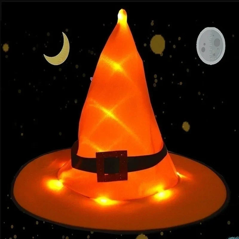 Halloween Decoration Outdoor Hanging Lighted Glowing Witch Hat Lights String Battery Outdoor Yard Tree Decorations