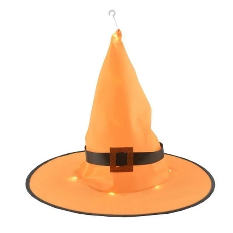 Halloween Decoration Outdoor Hanging Lighted Glowing Witch Hat Lights String Battery Outdoor Yard Tree Decorations