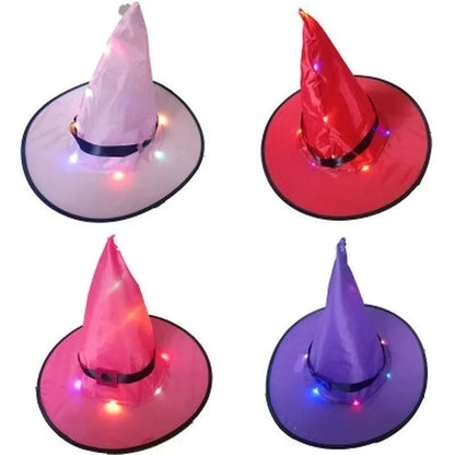 Halloween Decoration Outdoor Hanging Lighted Glowing Witch Hat Lights String Battery Outdoor Yard Tree Decorations