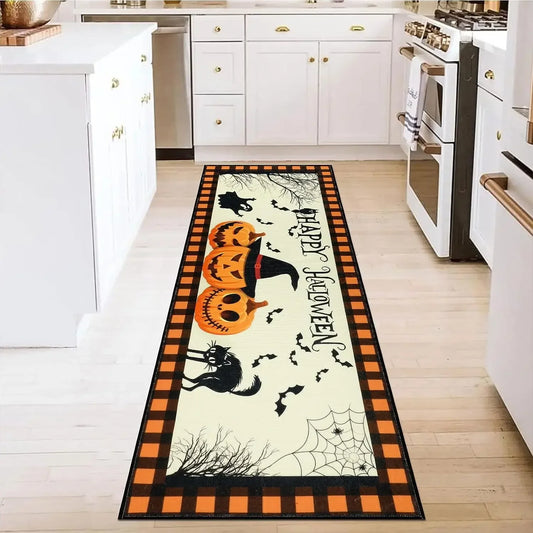 Halloween Horror Pumpkin Kitchen Hallway Balcony Rugs Home Decor Bedroom Bedside Foot Mat Bathroom Laundry Room Anti-Slip Mat