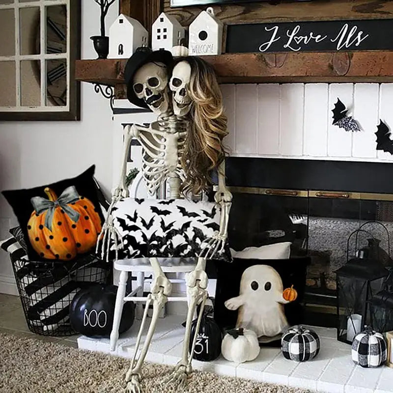 Halloween Pillowcase (1 Piece), Spooky Ghost Printed Throw Pillow Case without Filler, Pumpkin Throw Pillow Cover, Trick or Treat Throw Pillowcase, Room Decor, Halloween Decoration