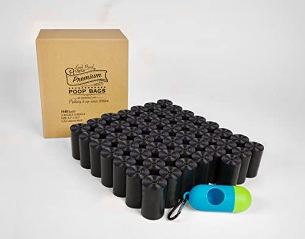 1040 Dog Poop Bags with Dispenser and Leash Clip, Guaranteed Leak-Proof, Extra Thick and Strong Poop Bags for Dogs, Pet Waste Bags Made with EPI Technology